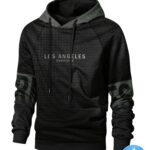 [Breathable Fabric] Men's Elegant Plaid Hoodie, 95% Polyester 5% Elastane, Breathable Moisture-Wicking Long Sleeve Pullover with Applique Detail, Loose Fit for Running & Outdoor Activities, Four Seasons Knit Fabric Sweatshirt, Casual Wear Hoodie|Trendy Men's Hoodie|Applique Detailed Sweatshirt