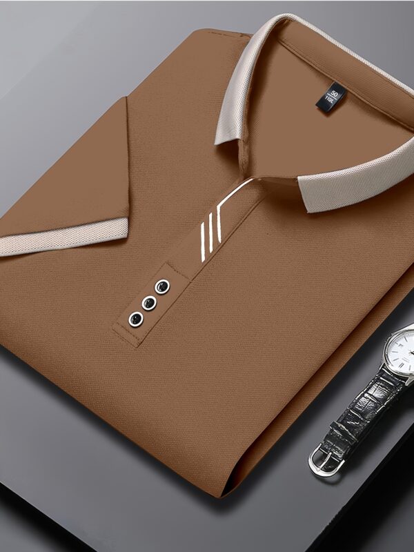 Men's Golf Outdoor Sports Casual Short-Sleeve Shirt with Classic Scissor Collar and Heat Transfer Print