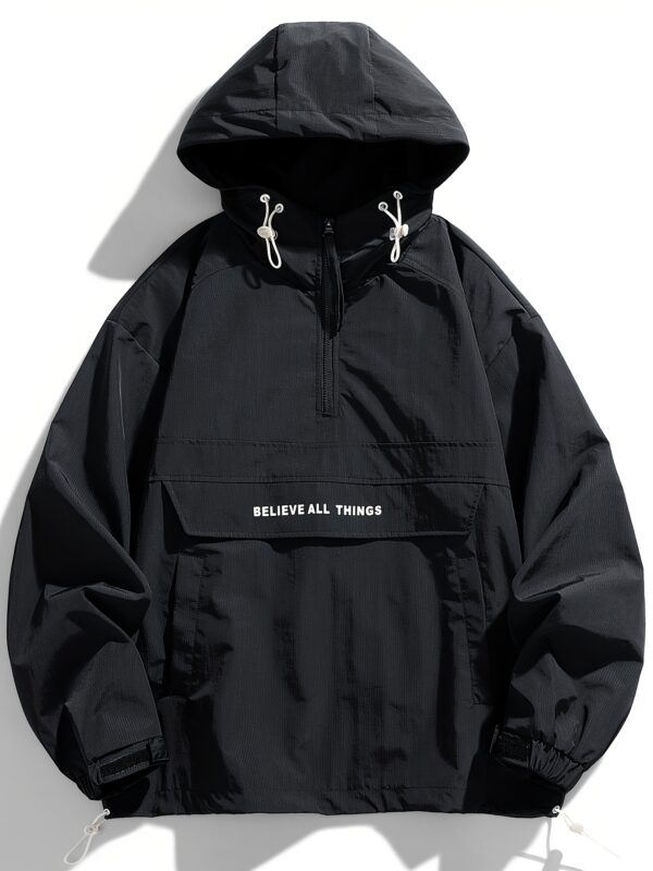 Men's Loose Fashion Sport American Pullover Hooded Drawstring Jacket