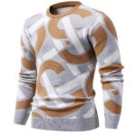 New Fashion Jacquard Color-Blocked Knitted Long-Sleeve Pullover for Men'S Wear by Tie Mu Zhen OBM