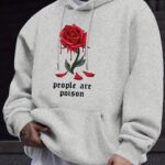 Spring/Autumn New Print Men'S Fleece Drawstring Hoodie with Kangaroo Pocket And Hooded Pullover