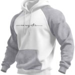 Men's Trendy Patchwork Print Hooded Sweatshirt, Casual Daily Wear Sporty Pullover