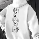Men's Literary Style Daily Hooded Sweatshirt Regular Fit, Hooded Collar Design, Solid Color with Graphic Print, Casual Long Sleeve Pullover
