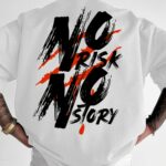 Pas de Risque, Pas d'Histoire" T-Shirt Décontracté à Manches Courtes Imprimé pour Homme, Haut Printemps/Été, Tee Confortable à Col Rond