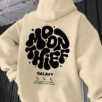 2026 Music Festival Summer New Arrival Men'S Casual All-Match Style Fashion Hoodie with Unique Moon Thief Galaxy Print Design Artistic Letter Pattern Trendy Design Highlight Comfortable All-Match Style - Casual Pullover Kangaroo Pocket Stretch Fabri