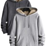 2pcs Set Unisex Autumn And Winter Fleece-Lined Warm Hooded Sweatshirt, Spacious Kangaroo Pocket Pullover Hoodie, Essential for Autumn And Winter Outdoor Activities