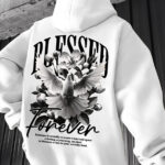Men's Natural-Themed Poetry Print Hooded Sweatshirt - Casual Solid Color Sweater with Literary Text Design, Machine Washable Spring/Fall Sweaters for Book Clubs & Outdoor Meetings (Regular Fit)