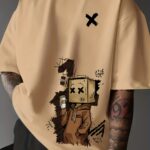 T-shirt à manches courtes décontracté et tendance pour homme, motif poupée et graffiti, un cadeau parfait pour les amis et la famille !