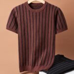 Tehan Men'S Short-Sleeved Knitted Sweater Round Neck Short-Sleeved Sweater Autumn And Winter Short-Sleeved Knitwear Can Be Worn in Spring Fashionable And Handsome High-Quality Designer Style Can Be Worn Alone Or As a Base Layer Soft Fabric Can Be Wo