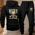 Bad Old for Man Logo Print, 2pcs Men's Casual Polyester Hoodie and Sweatpants Set, Long-Sleeve Hooded Sweatshirt, Slight Stretch Knit Fabric, Regular Fit, Autumn/Winter Fashion Sportswear