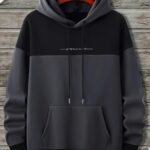 Men'S Stationery Printed Block Hoodie with Kangaroo Pockets - Casual Pullover Sweatshirt
