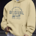 1pc Men's American Vintage Letter Hoodie, Social Wear Style, Personality Simple Trendy Design Hooded Sweatshirt, Long Sleeve Pullover, Regular Fit Men's Hoodie