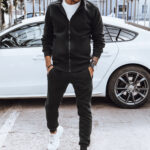 Men's insulated sport tracksuit set, zip-up hoodie with stand-up collar and jogger pants, comfortable casual men's tracksuit for everyday wear, stylish streetwear sport set, men's tracksuit with pockets, elastic tracksuit set perfect for cooler days, 0607