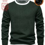 Men'S Knit Sweater Round Neck Pullover Jacquard Sweater Men'S Fashion Fleece-Lined Knit Sweater Ball Winter Sweater