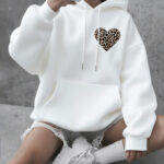 Women'S Thick Hooded Sweater, Leopard Chest Print, for Autumn And Winter, Fashion