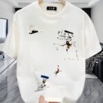 Fashion Brand Printed Short-sleeved T-shirt for Men in Summer Heavy Pure Korean-style Japanese-style Printed Versatile Tops for Men