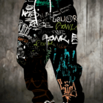Fashion Design Men'S 3D Print Athletic Pants with Drawstring And Pockets, Trendy Long Trousers