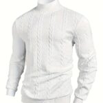Men's Long-Sleeve Sweatshirt, Autumn/Winter Style, High-Neck T-Shirt, Jacquard Knit, Casual and Fashionable, Comfortable for Outer Wear, High-Quality Men's Top