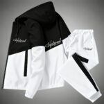 This 2pcs Set Includes a Unisex Casual Hooded Jacket and a Pair of Trousers, Available in a Variety of Colors