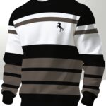 Men'S Long Sleeve Round Neck Sweatshirt with Random Print, Regular Fit Fashionable Casual Comfortable Top, Versatile for Daily Outings