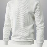 Men's Valentine's Day Gift, Men's Fashion Jacquard Comfortable Soft Spring/Summer New Long Sleeve Stretch Hem Ribbed Splicing Outdoor Sports Sweatshirt, Suitable for Daily Work, Vacation, and Outdoor Wear