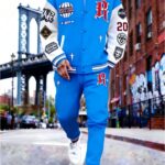 Two-Piece Set. American Retro Baseball Outfit, This Stylish Men'S Two-Piece Tracksuit Includes a Baseball Jacket And a Pair of Sweatpants, Perfect for Outdoor Activities And Makes a Great Holiday Gift