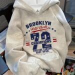 Women's Casual Hooded Pocket Sweatshirt with Digital Letter Print