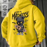 Men'S Autumn Zip-Up Hoodie with Pocket, Cartoon Bear Skateboard Print & ENJOY THE MADNESS Graphic, Street Style Casual Long-Sleeve Loose-Fit Jacket