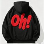2026 Fall/Winter American High Street Style Oh! Terry Embroidered Hooded Sweatshirt, Unisex Loose Drawstring Kangaroo Pocket Casual Versatile Couple Top