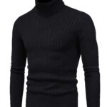 Men'S Cable Twist High Neck Sweater, Warm Base Layer Top, Knit