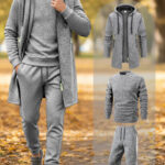 3pcs Set Men'S Winter Fleece-Lined Thickened Hooded Jacket Warm Sweatshirt And Casual Long Pants Outfit Spring Autumn Outdoor Daily Warm Casual Set Sports Jogging Shopping Dining Commuting Men'S Casual Set Autumn Winter Warm Fleece-Lined Thickened Z