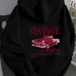 1pc Halloween Autumn Winter Women'S Loose Hooded Sweatshirt, Fashionable All-Match Creative Car Pattern Printed Hoodie