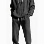 (Xingfan Premium) New Year Refreshment Men's Autumn/Winter Waffle Texture Solid Color Zippered Hooded Home Sweatpants Breathable Moisture-Wicking Casual Sports Set Suitable for Outdoor Adventures, Camping, and Picnics