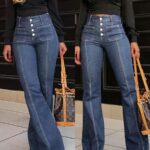Fashion, Women'S Flared Jeans, New for All Seasons, Stretch, Slim Fit Flared Trousers for Women