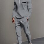 Men's Simple Casual Sport Hoodie Sweatshirt and Joggers Two-Piece Set, Light Mature Leisure Letter Print Fashion Trendy Apparel