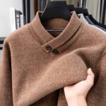 2026 Autumn Winter Middle-Aged Men'S Fleece Thick Knit Sweater Casual Fashion All-Match