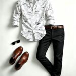 Men's Fashion New Versatile Long-sleeve Shirt and Pants Set, Made of Comfortable and Lightweight Fabric, Featuring Geometric Art Print Patterns. Suitable for Everyday Casual Wear, Office, Commuting, and Parties. A Must-have for Gifts.