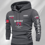 Norwegian Flag And Design Hoodie for Men - Soft, Warm Winter Sweater with Helmets And Nordic Symbols, All-Season Leisure Sportswear, Machine Washable, Regular Fit for Leisure Clothing And Outdoor Activities, Winter Clothing, Geometric Pattern