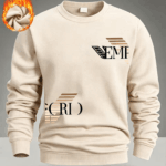 Men'S Autumn Winter Fleece Thick Round Neck Sweatshirt, Suitable for Outdoor Running And Casual Sports, Knit Polyester Fabric, Comfortable And Warm, Letter Pattern Print