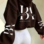 Early Autumn New Short Hooded Sweatshirt, BA Creative Handwritten Font English Print, Sexy Hot All-Match Loose Zipper Jacket, Short Drawstring Hooded Double-Layer Hooded Sweatshirt, Women'S Clothing