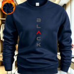Men'S Autumn Winter Fleece Thick Round Neck Sweatshirt, Suitable for Outdoor Running And Casual Sports, Knit Polyester Fabric, Comfortable And Warm, Pattern Print