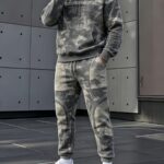 Men 2pcs Hoodie Jogger Tracksuit, Holiday Full-Print, Racing Color-Block, City Badge Slogan, Faded Paisley, Washed Camo, Casual Fall Winter Sport Outfit for Men