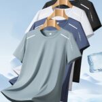 4pcs Men'S Quick-Dry Athletic T-Shirt Set - Breathable Moisture-Wicking Round Neck Short Sleeve Tops, High-Elastic Cool Comfortable Quick-Dry Fitness T-Shirts, Summer Casual Sports Breathable Outdoor Shirts, for Gym Training