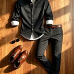Men's Fashion New Versatile Long-sleeve Shirt and Pants Set, Made of Comfortable and Lightweight Fabric, Featuring Geometric Art Print Patterns. Suitable for Everyday Casual Wear, Office, Commuting, and Parties. A Must-have for Gifts.