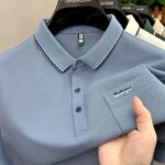 Men's Business Polo Shirt with Embroidered Short Sleeves - - Golf & Casual T-Shirt Suitable for Office, Golfing, Outdoor Wear, Regular Fit, Dry Cleanable, Non- Shirt for Year-Round Versatile Wardrobe Essential