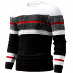 [Ironwood OBM] Men'S Fashion New Color-Block Striped Knit Long Sleeve Pullover Sweater