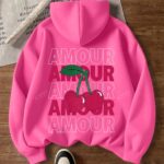 Women's Cherry Print Casual Hoodie