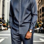 Men's Minimalist Business Suit, Featuring a Stand Collar Long-sleeved Button-up Shirt and Straight-cut Pants, with a Pure Color and Simple Design, Exuding a Minimalist and Elegant Charm, Suitable for Business Meetings and Casual Gatherings, Formal