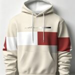Men's Casual Fashion Hoodie with Trendy Print and Striped Design, Versatile for Stylish Daily Commuting, Suitable as a Gift