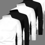 5pcs Men's Long-Sleeve Round Neck Base Layer T-Shirts - Solid Color Layering Tees, 100% Polyester, All-Season Casual Wear & Gym Training Shirts, Machine Washable, Multi-Color Options (Bulk Pack for Year-Round Layering)